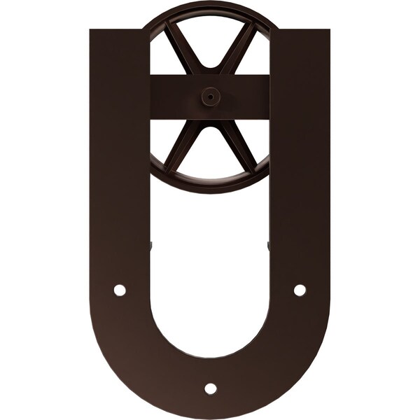 Ekena Millwork Premium Wagon Wheel Horseshoe Roller Hanger w/ Bolts for Barn Door for 2 1/4" Doors, Rustic Brown GB60015R2WRB - main
